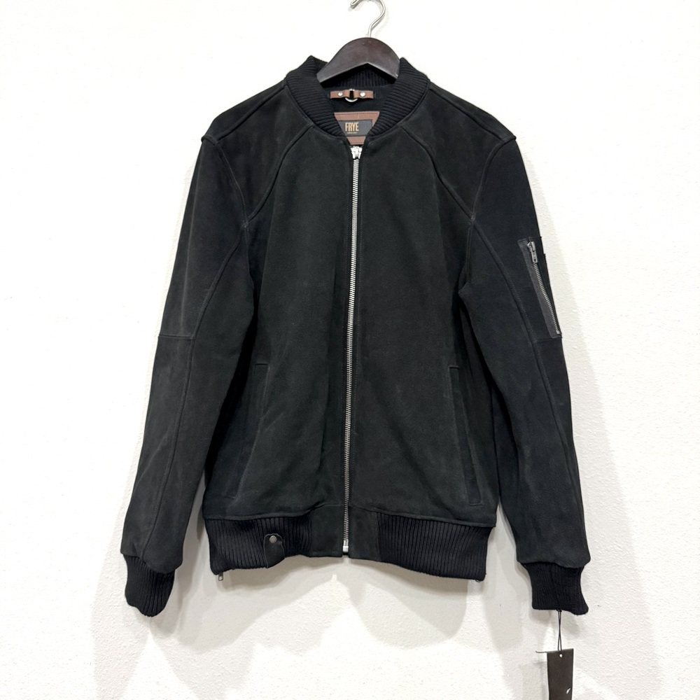 Frye Black Suede Bomber-Style Jacket